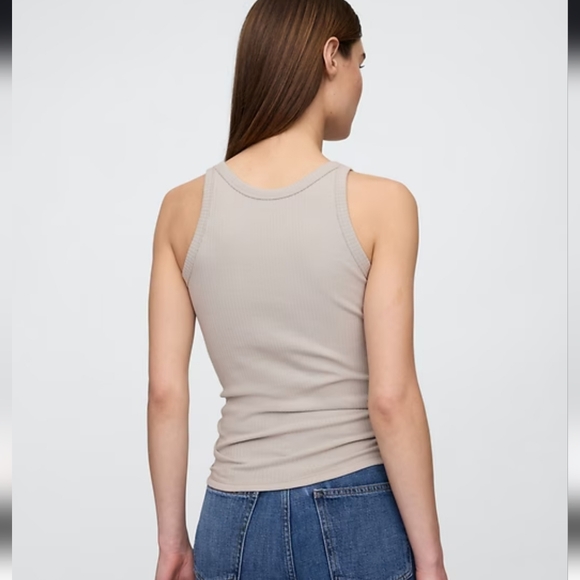 NWT Gap Factory Ribbed Scoop Neck Tank Top In Frosty White, Sz M - Picture 5 of 6